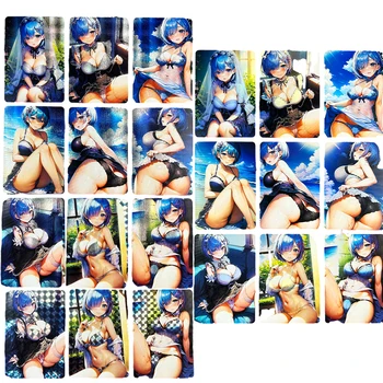 Jaunu 9Pcs/set Anime Rem Diy Flash Kartes Kawaii Sexy Peldkostīms 4. Sērija Kolekcija Kartes Acg Sweet Meitenes Attēls Dāvanas, Rotaļlietas