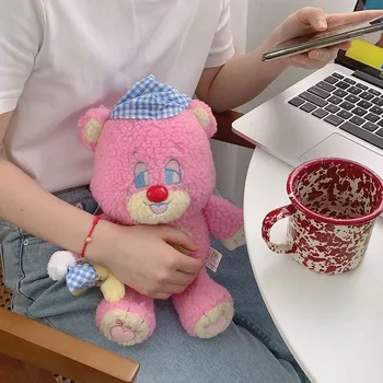Korejas Rozā Lācis Plīša rotaļlieta Anime Miega Valkāt Pidžamas Cepure Guļ Mēness Lelle, Rotaļlietas, Meitene Augstas Kvalitātes Pink Teddy Bear rotaļlietas