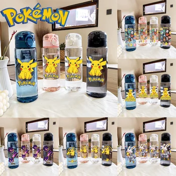 780ml Pokemon Pikachu Plastmasas Ūdens Pudeles, Sievietes, Meitenes, Liels Portatīvo Ceļojumu Pudeles Sports Fitness Cup Bērniem Pārredzamu Tases