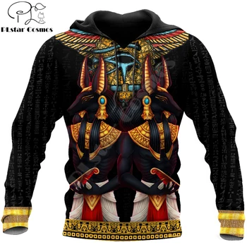 3D Iespiesti Anubis Horus Acs un Ēģiptes falcon Vīriešiem pelēkā vārna Harajuku Gadījuma Kapuci sporta Krekls Iela Rudens Jaka (Unisex) hoodies
