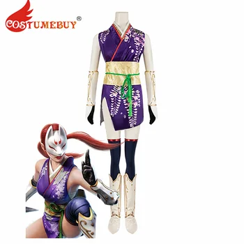 Sieviešu Kunimitsu Cosplay Kostīms, Violets Sexy Kimono Kostīms ar Zeķes Tērpiem Pasūtījuma