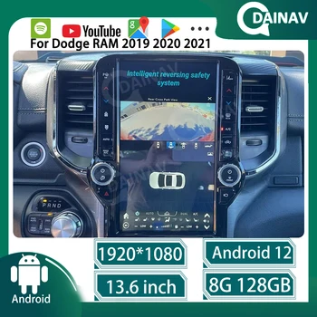 13.6 collu Tesla Android Ekrāna Radio 2din Par Dodge Ram 2019-2021 GPS Carplay Auto Multivides Video Atskaņotājs, Stereo Navi Galvas Vienības