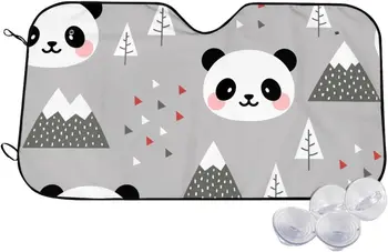 Karikatūra Panda Modelis Saules Ēnā Sānu Logu Saulessargs, lai Lielākā daļa Sedans SUV Bloki Max Uv Stariem un Glabāt Savu Transportlīdzekli Cool