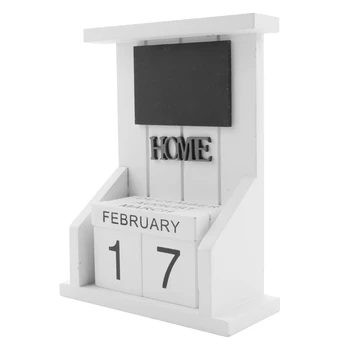 Koka Galda Bloks Kalendārs-Beztermiņa Kalendārā Mēneša Datums Displejs Home Office Apdare (Balts)