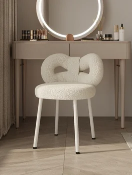 Krēms Stila Kosmētikas Krēsls Modernā Minimālisma Guļamistaba Loku Lambswool Mērci, Krēsls, Taburete