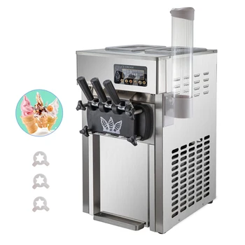Trīs Flavors Saldējuma Mašīna, Tirdzniecības Mīksta Saldējuma Maker Elektriskā Darbvirsmas Saldējuma Automāts