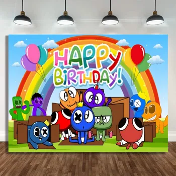 Pasūtījuma Happy Birthday Fons Banner Karikatūra Varavīksnes Draugiem Tēmu Fona Baby Duša, Bērnu Dzimšanas Dienas Svinības Apdare