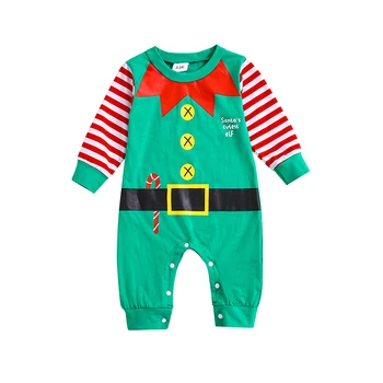 CLAloc Baby Zēni Meitenes Ziemassvētku Jumpsuits Kokvilnas, Ar Garām Piedurknēm Ar Apaļu Kakla Kombinezonus Jaundzimušo Elf Piparkūkas Tērps