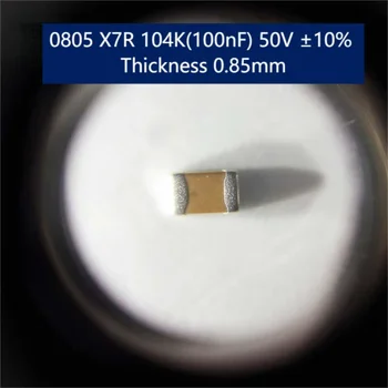 500pcs/daudz SMD Kondensatora 0805 X7R 104K(100nF) 50V ±10% Biezumu 0.85 mm