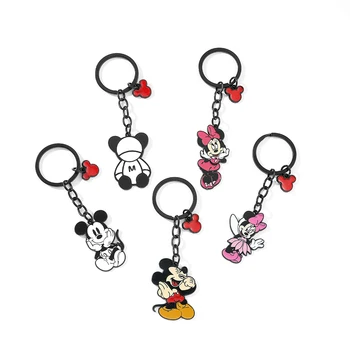 Kawaii Mickey Mouse Keychain Disney Mickey Minnie Emaljas Kulons Keyrings, lai Soma Rotājumu Pāris Taustiņu Holde Piederumi Dāvanas