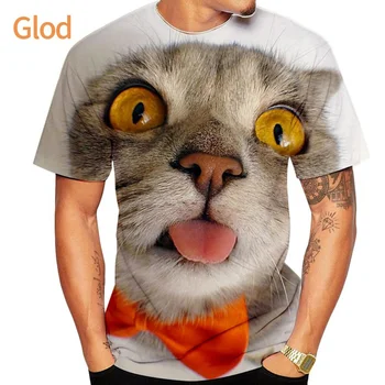 Modes dizaina Kaķis 3D Iespiests T-krekls Modes Dizaina Gudrs Dzīvnieks Kaķis Vīriešu/Sieviešu Harajuku Gadījuma īsām piedurknēm