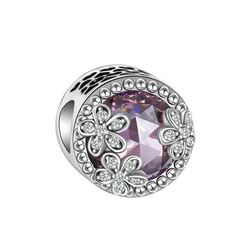925 sudraba violeta opal ziedu boutique kulons modes fit pandora sākotnējo šarmu rokassprādzi pērles kaklarota Diy sieviešu rotaslietas