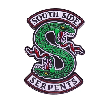 Dienvidu pusē čūskām emaljas pin šausmu čūska broša rāpuļu, dzīvnieku žetons zaļā python pin Riverdale faniem dāvanu šausmu mākslas accessor