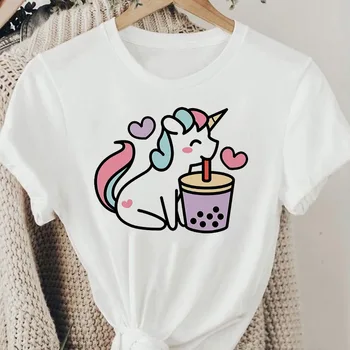 Gudrs unicorn Grafiskais T Krekls Dāmas Vasaras Apģērbu ar Īsām Piedurknēm Sievietēm Tshirts Drukāt Ikdienas Modes Apģērbs Tee krekls Sieviešu Tops