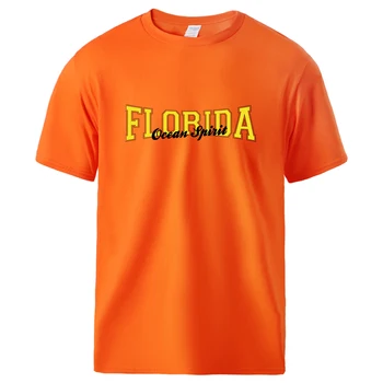 Florida Okeāna Garu Vēstuli Iespiesti Vīriešu T-Krekli Krāsains Smieklīgi Īsām Piedurknēm Kokvilnas Mīksta Tees Elpojošs Ideāls Vīrietis Tee Krekls