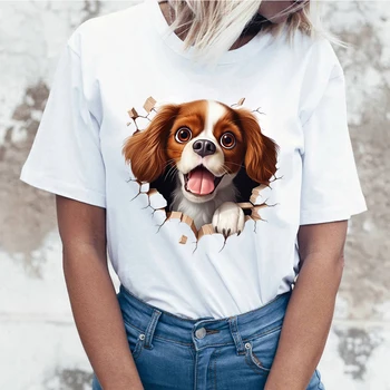 (Augstas kvalitātes T-krekli), Jauns Modes O Kakla Topi Gudrs Suns Drukāšanas Krekls ar Īsām Piedurknēm T Krekls Ikdienas Krekls Vasaras T Krekli