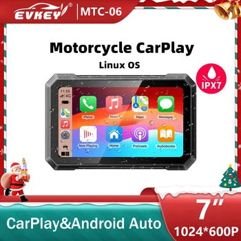 EVKEY 7 collu Portatīvo Navigācijas Motociklu Bezvadu Apple CarPlay Android Auto GPS, Touch Screen IPX7 Ūdensizturīgs BT austiņas