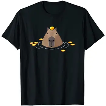 Gudrs Capybara Dizaina Vīriešu, Sieviešu T-Krekls Capy Vannā, Pīles Lielgabarīta T Krekls Ikdienas Kokvilnas Ikdienas Četri Gadalaiki Tees