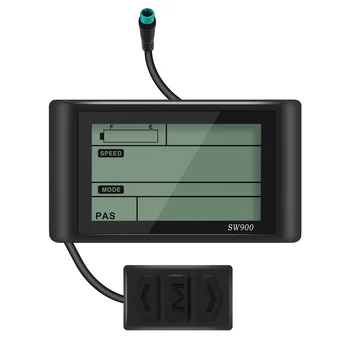 Ebike SW900 LCD Displejs Kontroles 24/36/48/60/72V Ātruma Mērītājs Spidometrs Vadu Ūdensizturīgs Plug Velosipēdu Piederumi