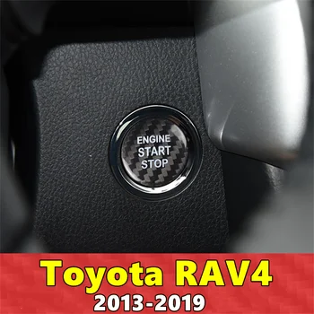 Toyota RAV4 Automašīnu Dzinēja Start Stop Poga Segtu Nekustamā Oglekļa Šķiedras Uzlīme 2013 2014 2015 2016 2017 2018 2019