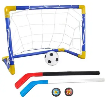 Lidināties Futbola Rotaļlietu Komplekts 2 In 1 Hokejs, Futbols, Hokejs Bumbu Sūknis Mini Futbola Mērķi Mini Futbola Noteikts Bērniem Dāvanu Āra