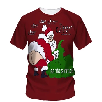 T Krekls Vīriešiem Ziemassvētkos Santa Claus O-veida Kakla Drukāt Rakstu Gadījuma Īsām Piedurknēm Apģērbs Liela Izmēra Zaudēt Breathablet-Krekli, Topi