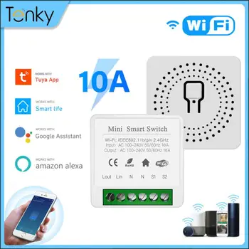 10.A MINI WiFi Smart Switch Taimeris Bezvadu Slēdži On-off Ierīces APP Tālvadības Mājas Automatizācijas Darbā Ar Alexa, Google Home