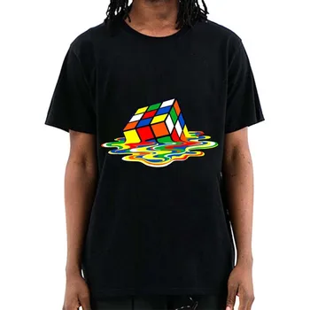 Saprātīga rubika Kuba Vīriešu T-krekls Augstas Kvalitātes 100% Kokvilnas Burvju kvadrātveida drukāšanas o-veida kakla vīriešu t-krekls gadījuma atdzist hip hop