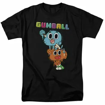 Apbrīnojamo Pasauli Gumball Gumball Spray T Krekls Mens Licencētajos Multiplikācijas filmu Merch Melns
