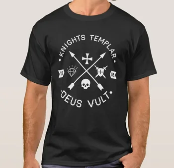Bruņiniekiem Deus Vult Viduslaiku Krusts un Galvaskausa T-Krekls, 100% Kokvilna O-veida Kakla Vasaras Īsām Piedurknēm Gadījuma Vīriešu T-krekls Izmērs S-3XL