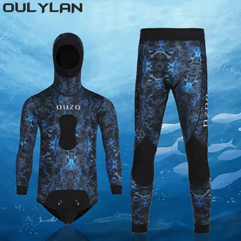 Oulylan Maskēties Neoprēna Sadalīt Niršanas Tērps Zemūdens niršanai (Free Diving) Jumpsuit Aukstā Ūdens Peldkostīmu 3.5 mm Vīriešiem Spearfishing Wetsuit