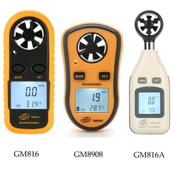 GM816/GM8908/GM816A Rokas LCD Ciparu Anemometer Vēja Ātruma Mērītājs Mērītājs Gaisa Ātrumu, Temperatūras Mērīšanas Windmeter Testeris